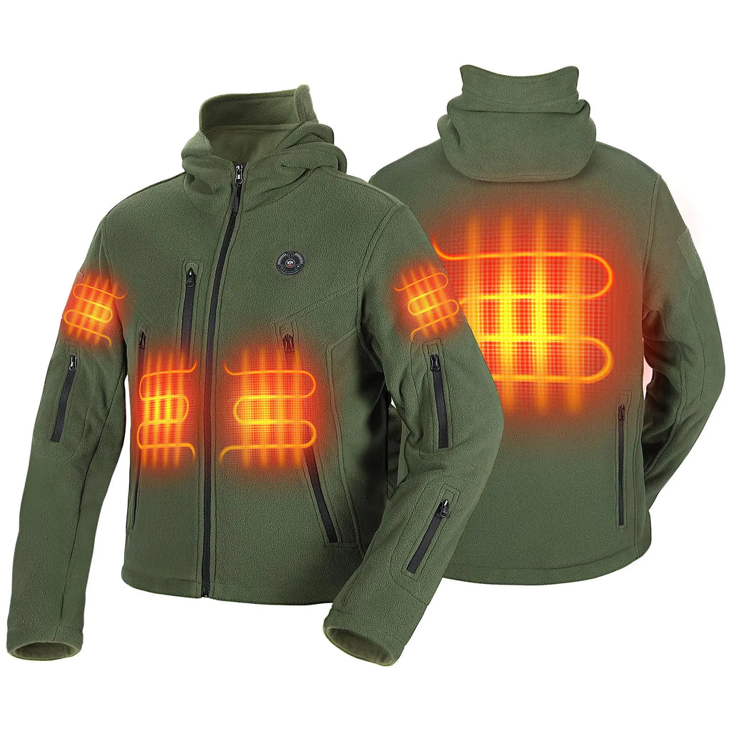 KEMIMOTO Heated Sweatshirt for Men Soft Fleece Heated Hoodie with 12V 15000/20000mAh Battery App Controll Tactical Jacket S