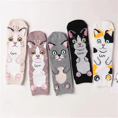 New Cartoon Women's Cotton Cat Socks (Mid-Calf)
