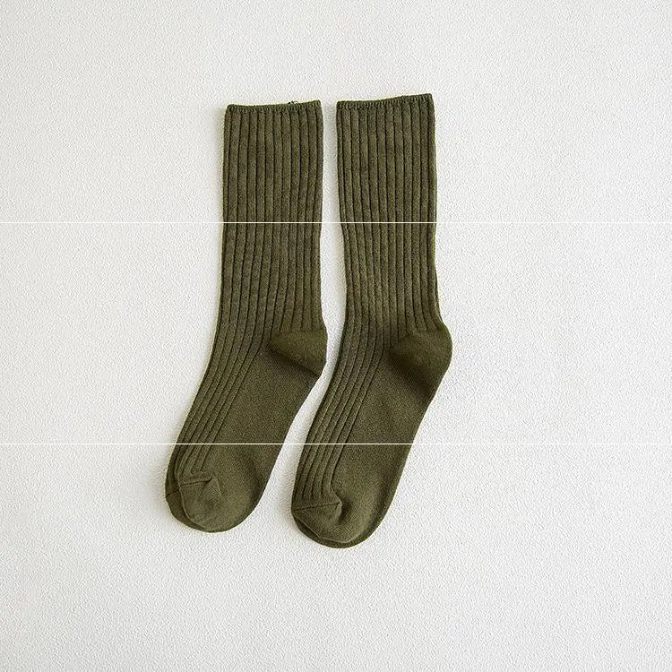 Striped Long Tube Cotton Socks for Women in Autumn/Winter