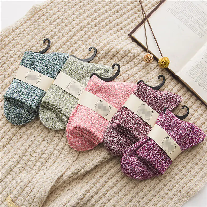 Thick Warm Solid Color Wool Socks for Women