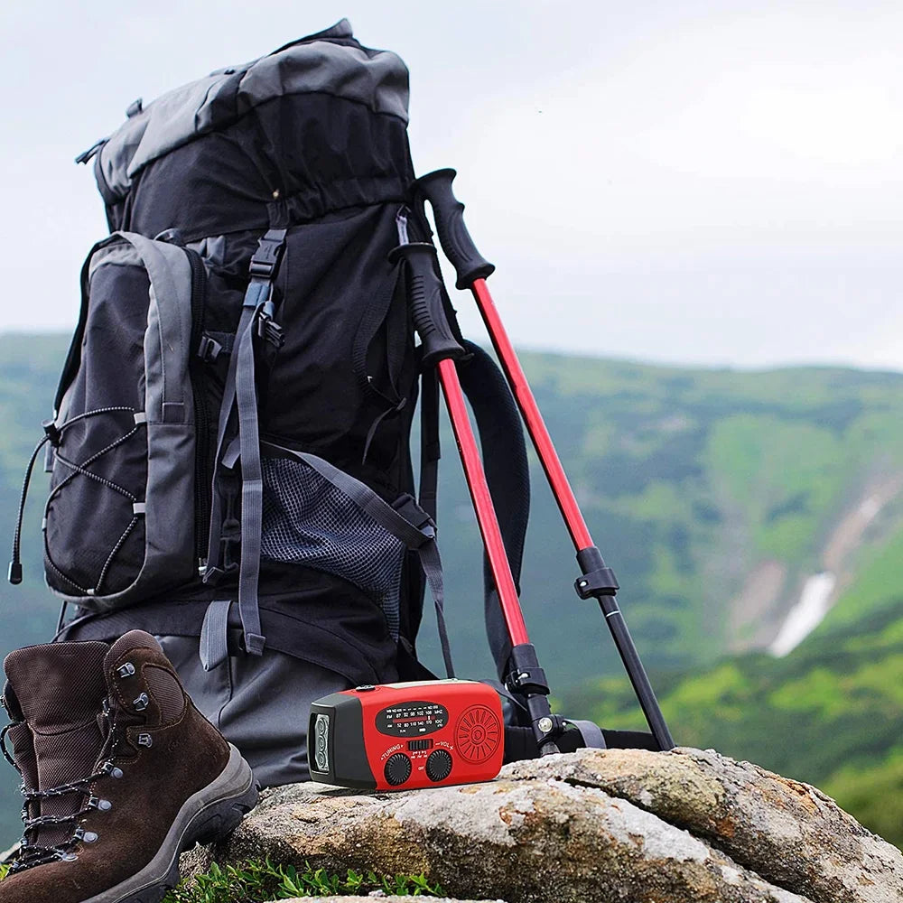 Emergency  Radio Crank Solar Hand Weather 1000mAh Power Bank Charger Flash Light