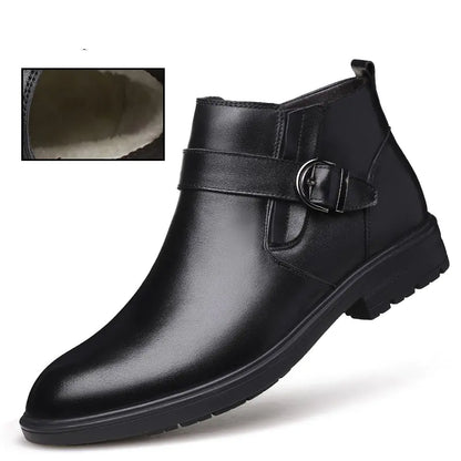 Plush Cowhide Cotton Business Boots Leather Shoes