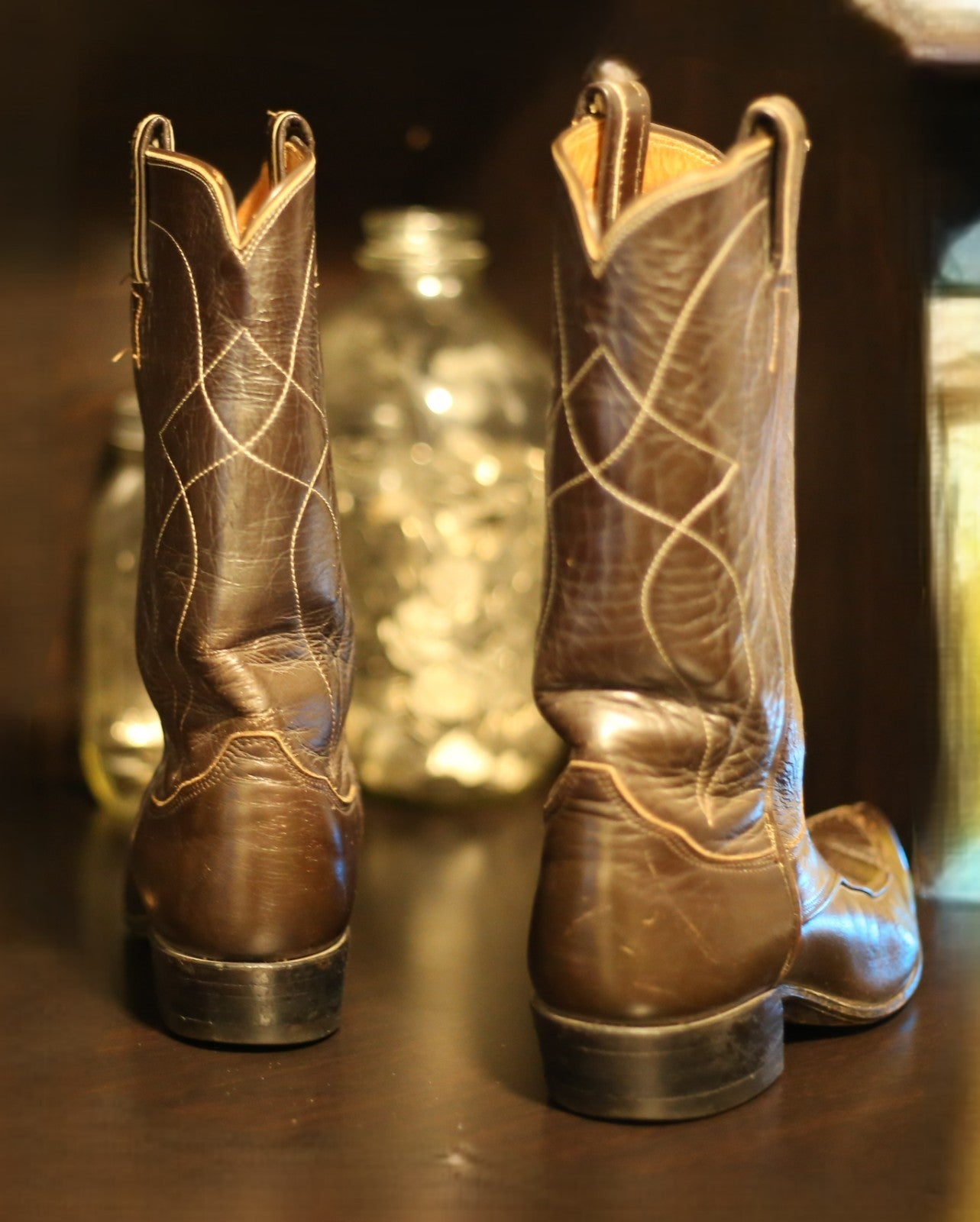 Vintage Tony Lama Black Labels Ladies Western Boots In Dark Brown Size 5.5 C