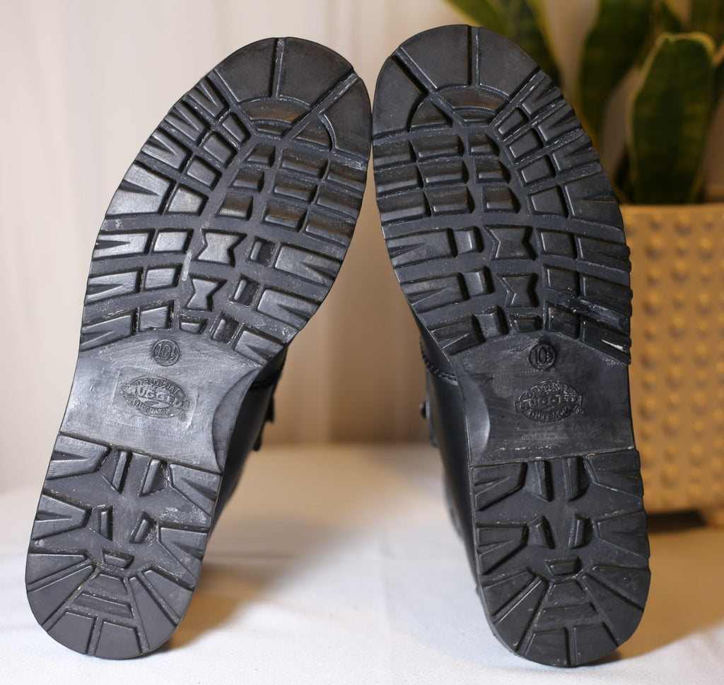 Rugged Outback Men’s Waterproof Work Boots Black Faux Leather Lace-Up Sz 10.5