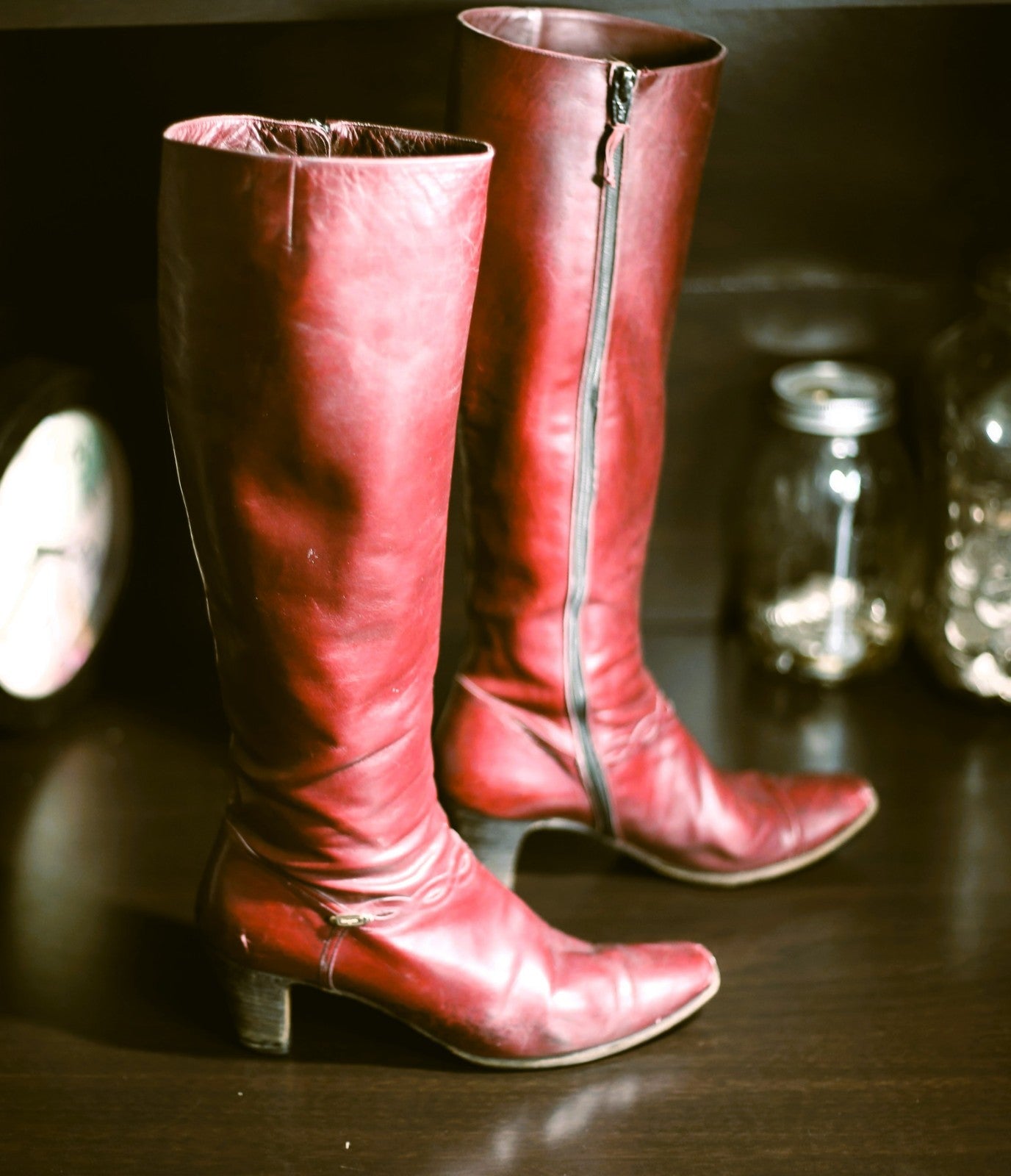 Vintage Salvatore Ferragamo Carla Chestnut Leather Tall Boots Size 7.5 AA