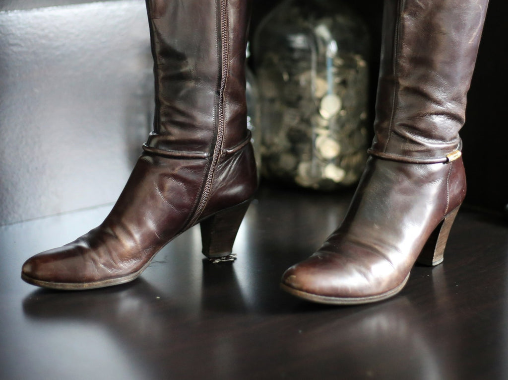 Salvatore Ferragamo For Saks Fifth Avenue Size 6..5 Women’s Tall Brown Zip Boots