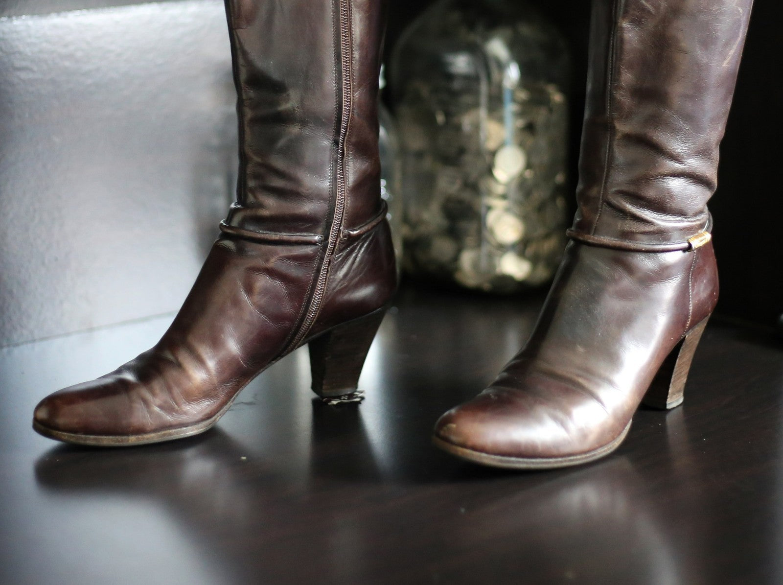 Salvatore Ferragamo For Saks Fifth Avenue Size 6..5 Women’s Tall Brown Zip Boots