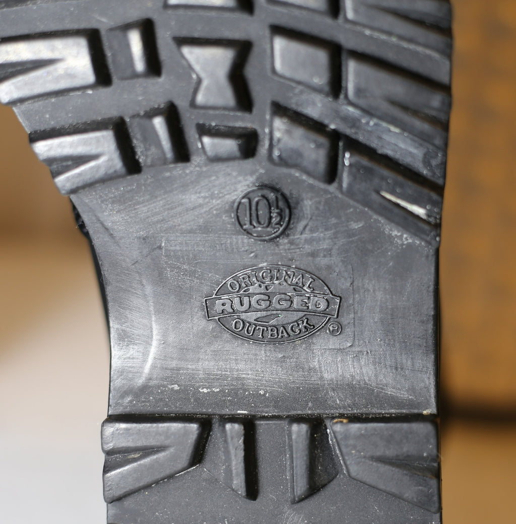 Rugged Outback Men’s Waterproof Work Boots Black Faux Leather Lace-Up Sz 10.5