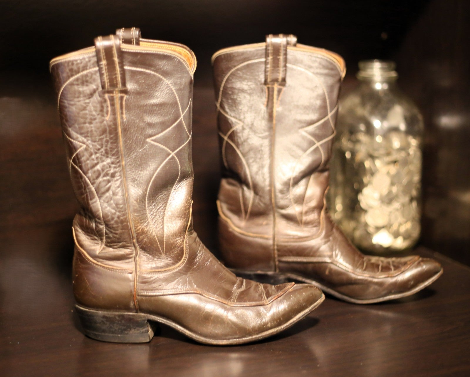 Vintage Tony Lama Black Labels Ladies Western Boots In Dark Brown Size 5.5 C
