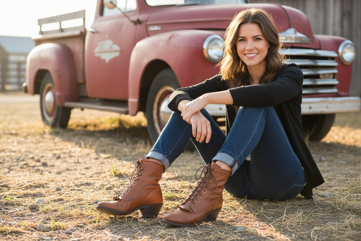 Vintage Women's Capezio Boots Kiltie Cap Toe Lace Up Boots - 5.5 M