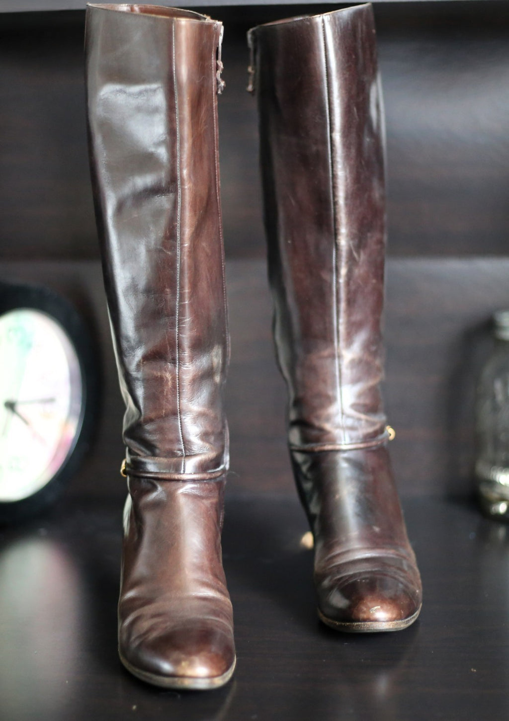 Salvatore Ferragamo For Saks Fifth Avenue Size 6..5 Women’s Tall Brown Zip Boots