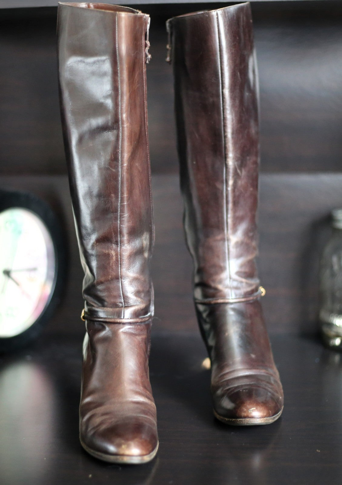 Salvatore Ferragamo For Saks Fifth Avenue Size 6..5 Women’s Tall Brown Zip Boots