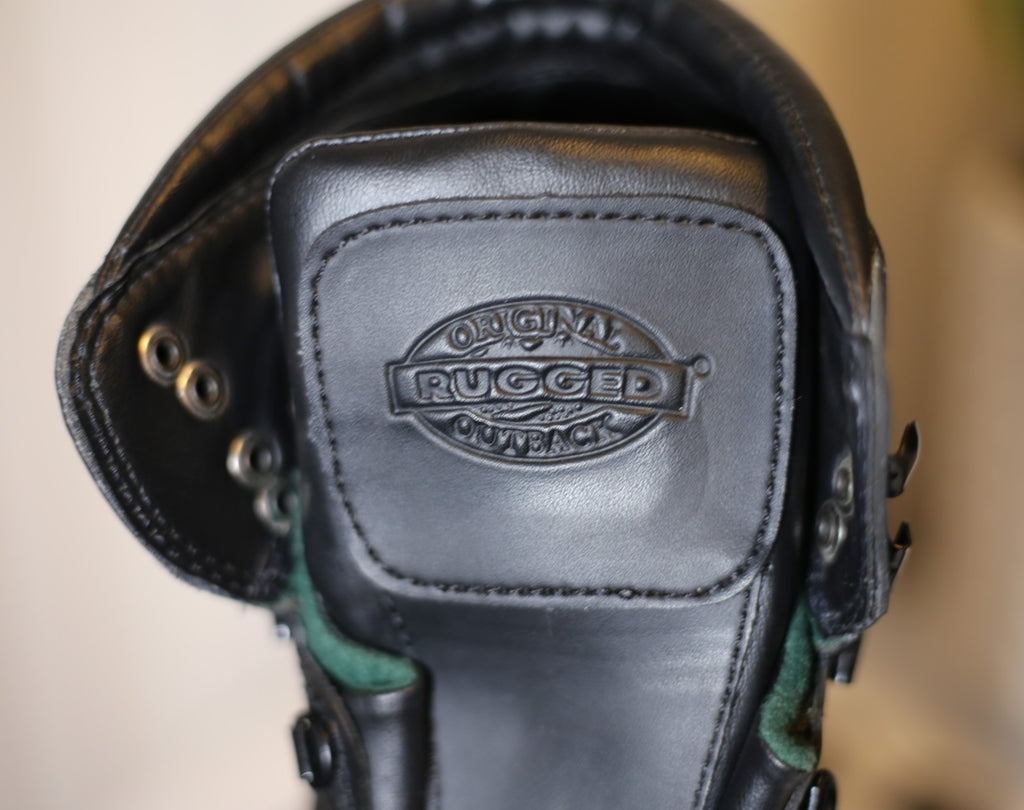 Rugged Outback Men’s Waterproof Work Boots Black Faux Leather Lace-Up Sz 10.5