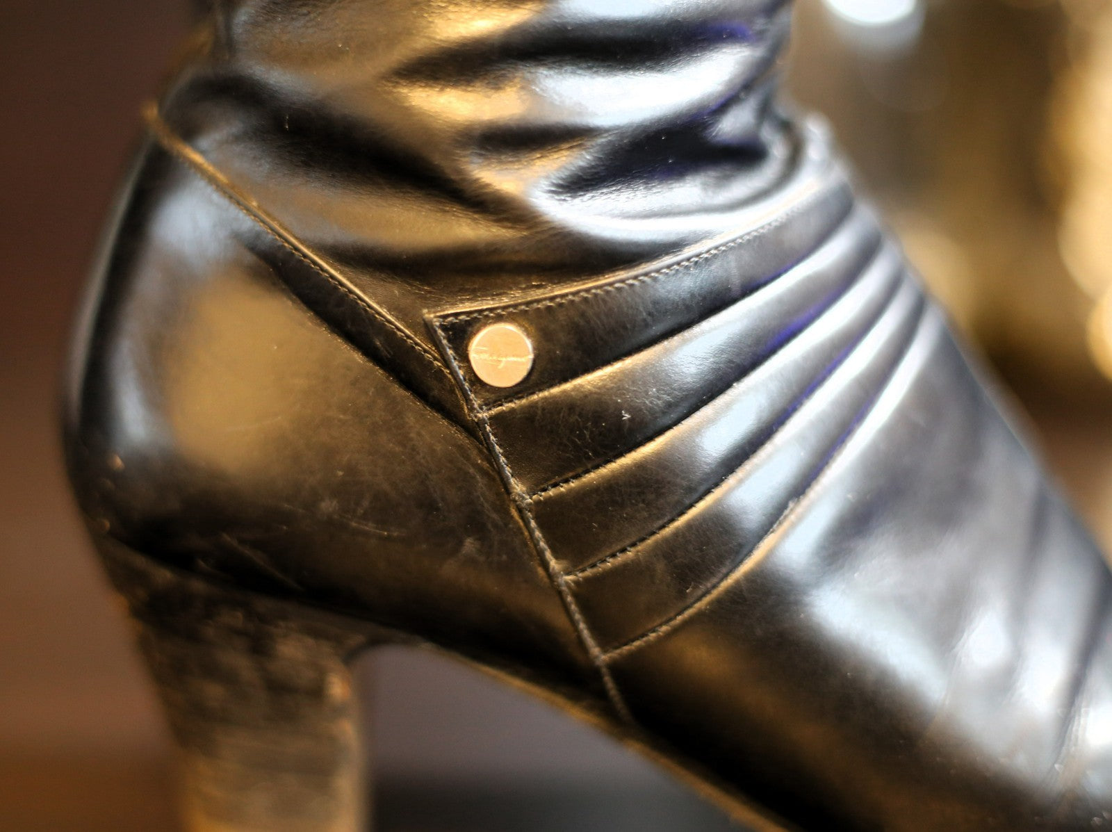 Vintage Salvatore Ferragamo Carla Black Leather Tall Boots Women's