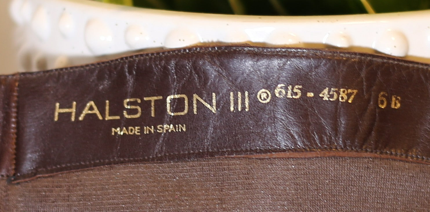 Halston III Dark Brown leather upper knee-high boot four-inch heel