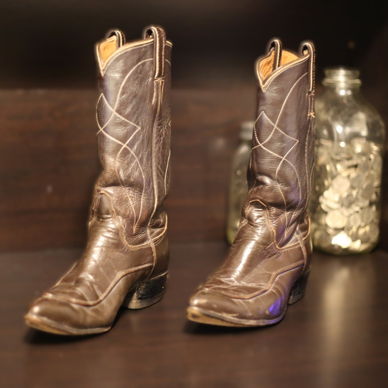 Vintage Tony Lama Black Labels Ladies Western Boots In Dark Brown Size 5.5 C