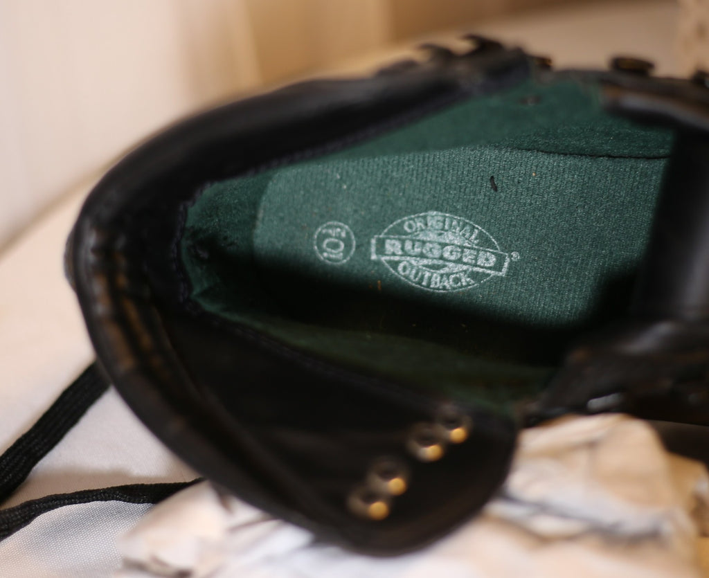 Rugged Outback Men’s Waterproof Work Boots Black Faux Leather Lace-Up Sz 10.5