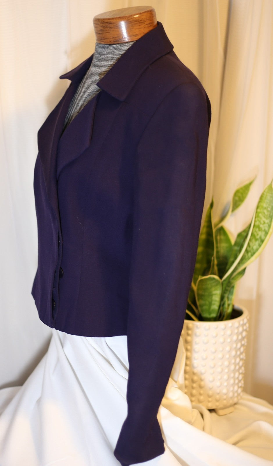 Linda Allard for Ellen Tracy 100% Wool Jacket Vintage Dark Purple Size 2