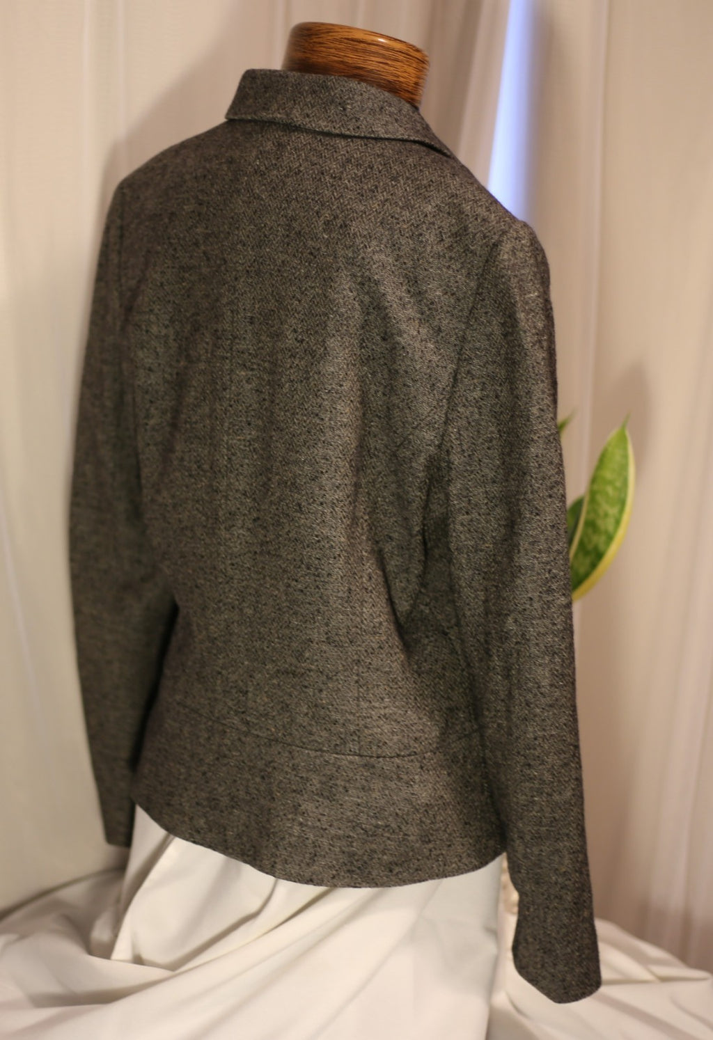 Ann Taylor Wool Jacket Women's Charcoal Gray Collared Full Zip