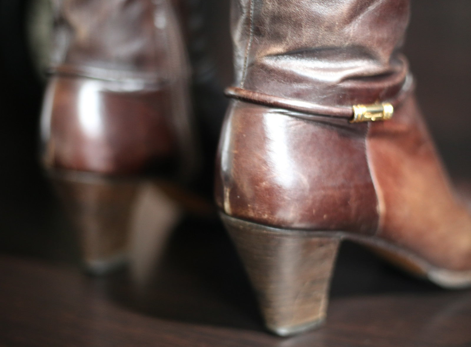 Salvatore Ferragamo For Saks Fifth Avenue Size 6..5 Women’s Tall Brown Zip Boots