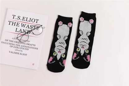 New Cartoon Women's Cotton Cat Socks (Mid-Calf)