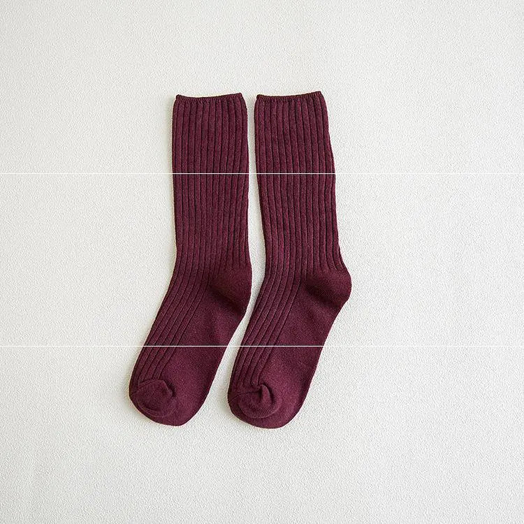 Striped Long Tube Cotton Socks for Women in Autumn/Winter