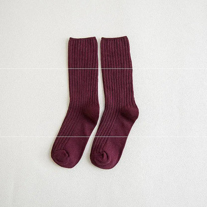 Striped Long Tube Cotton Socks for Women in Autumn/Winter