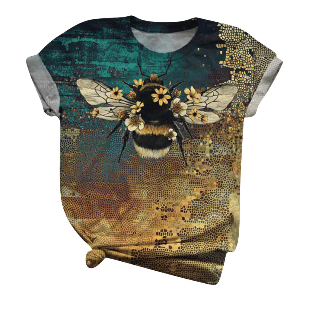 Women's Short Sleeve T-Shirt with Bee Print