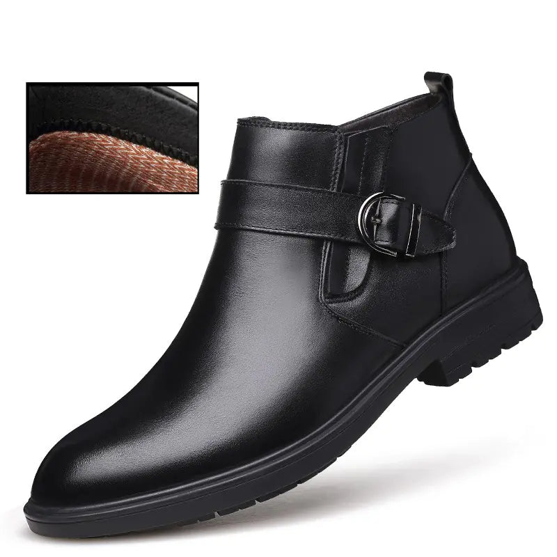 Plush Cowhide Cotton Business Boots Leather Shoes