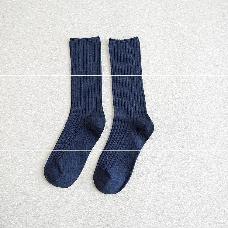 Striped Long Tube Cotton Socks for Women in Autumn/Winter