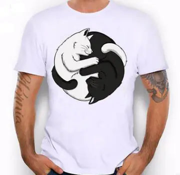 Short-Sleeved Yin Yang Cat T-shirt