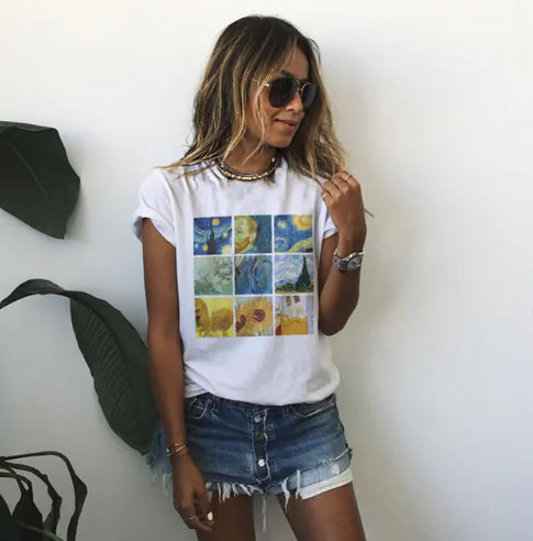 Van Gogh Various Print Loose T-Shirt for Women