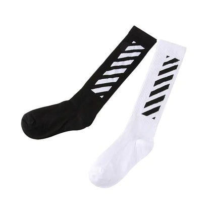 Retro Striped Couples Skateboard Long Socks (Cotton)