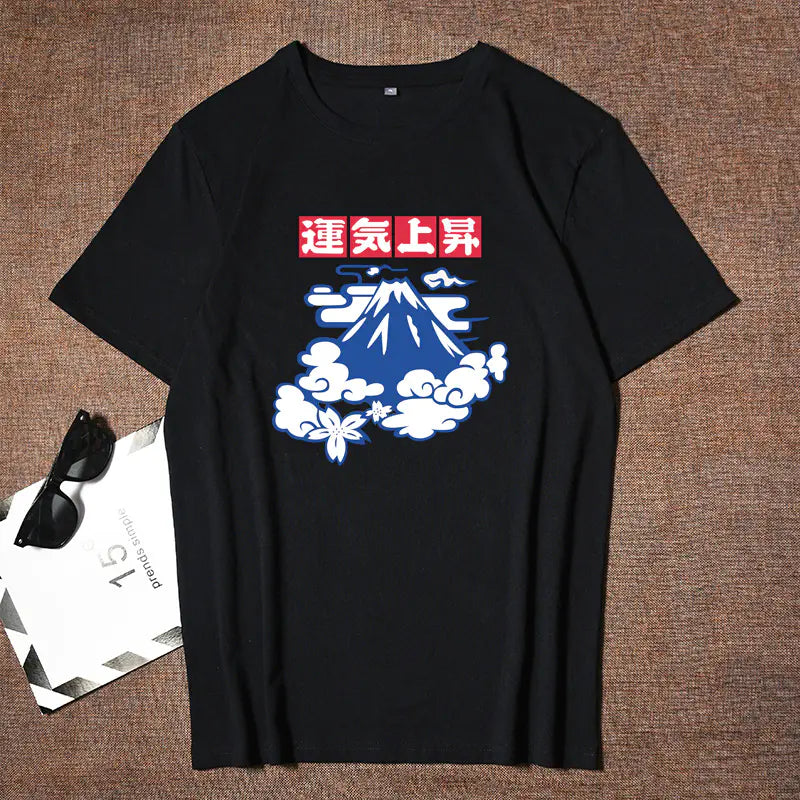 Short Sleeve T-Shirt with Unique Mt Fuji Print