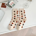 Fashionable Plaid Flower Tube Cotton Socks