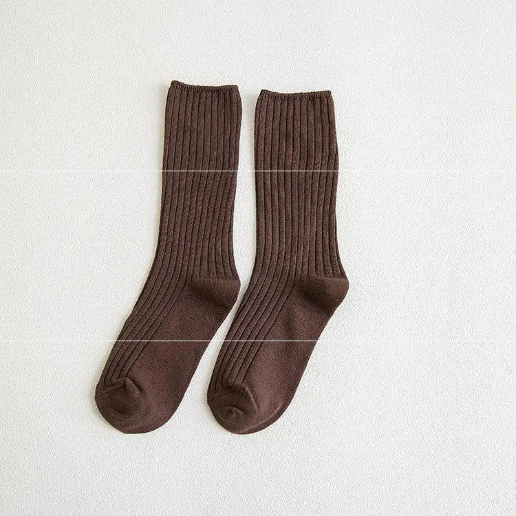 Striped Long Tube Cotton Socks for Women in Autumn/Winter