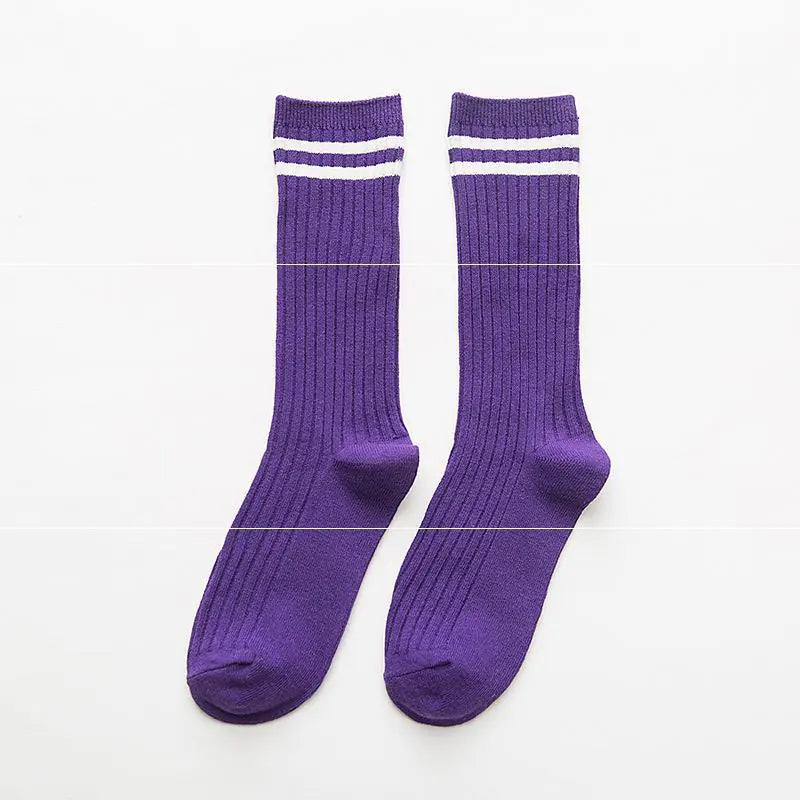 Striped Long Tube Cotton Socks for Women in Autumn/Winter