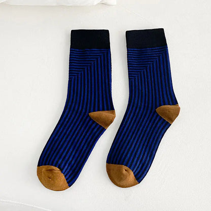Fashionable Color Stripe Middle Tube Socks