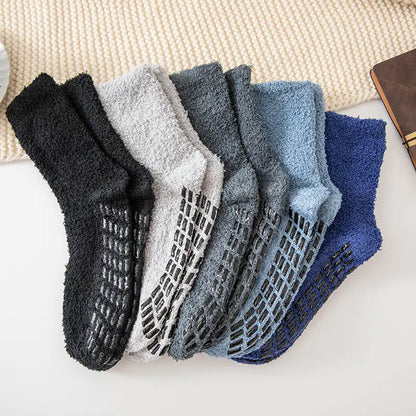 Men's Thick Coral Fleece Socks, Warm Mid-Calf Style