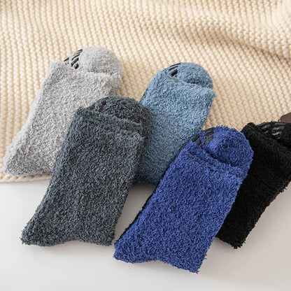 Men's Thick Coral Fleece Socks, Warm Mid-Calf Style