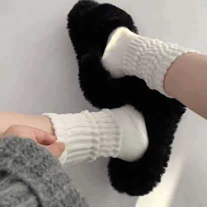 Trendy Japanese Style Mid-Calf Solid Color Socks