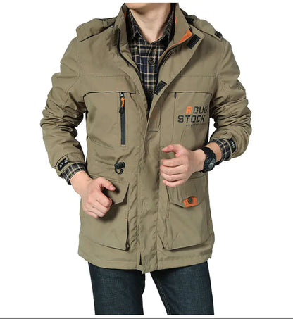 Hooded Jacket with Stand Collar and Windbreaker Design