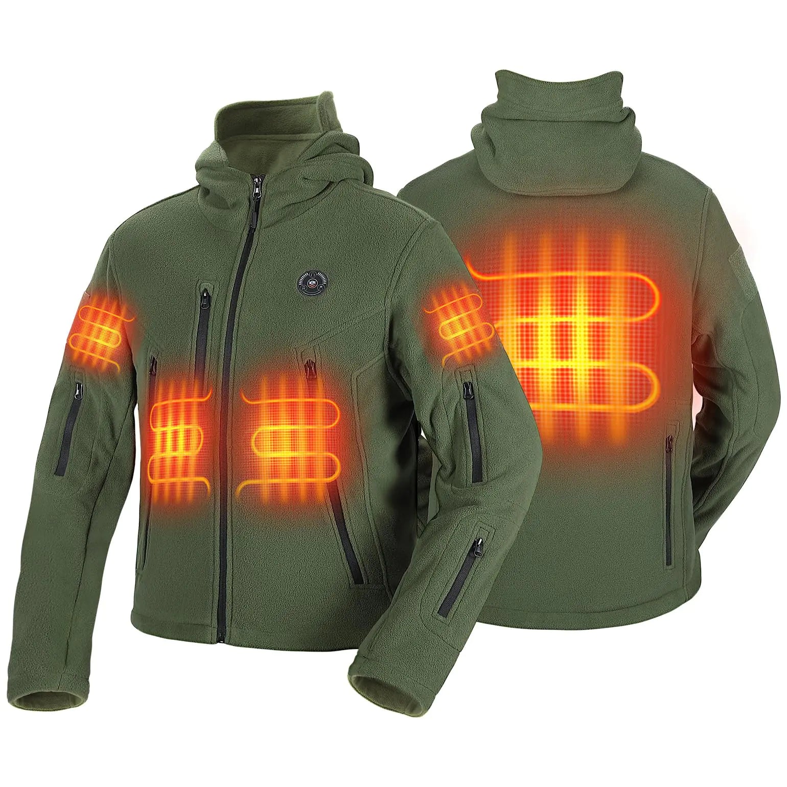 KEMIMOTO Heated Sweatshirt for Men Soft Fleece Heated Hoodie with 12V 15000/20000mAh Battery App Controll Tactical Jacket S