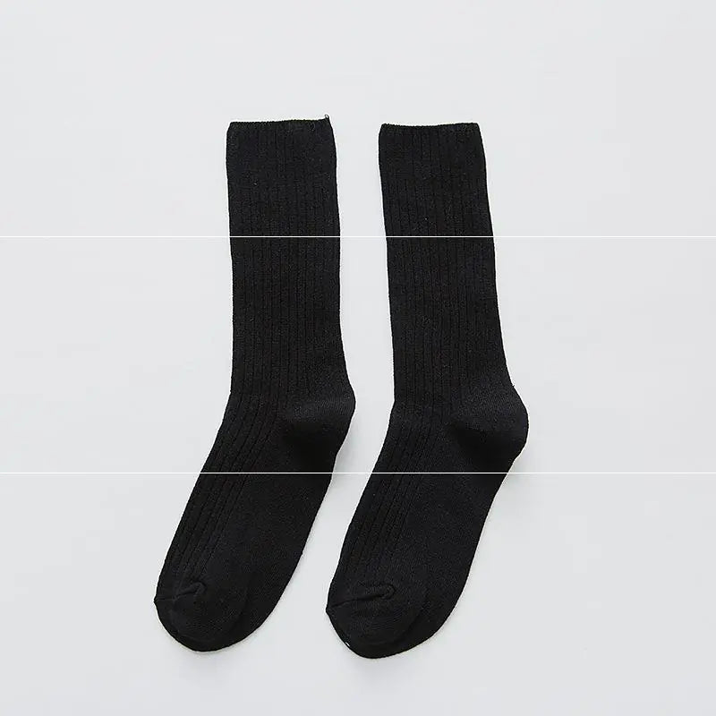 Striped Long Tube Cotton Socks for Women in Autumn/Winter