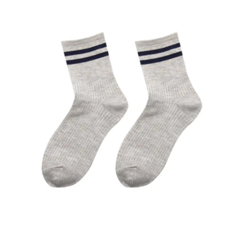 Japanese Style Mid-Calf Socks with Rainbow Stripes