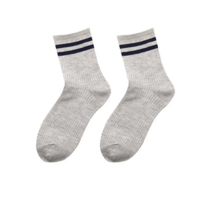Japanese Style Mid-Calf Socks with Rainbow Stripes