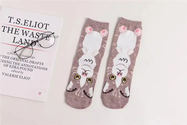 New Cartoon Women's Cotton Cat Socks (Mid-Calf)