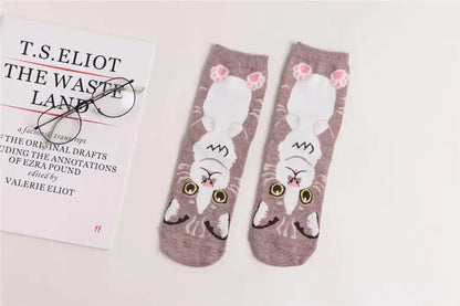 New Cartoon Women's Cotton Cat Socks (Mid-Calf)