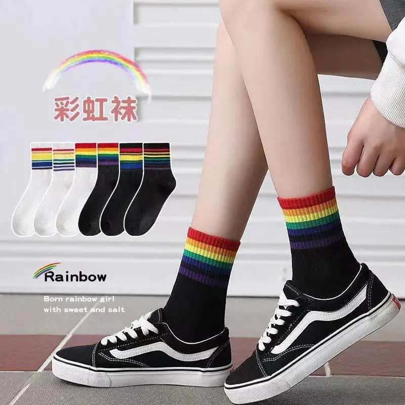 Trendy Japanese Style Mid-Calf Solid Color Socks