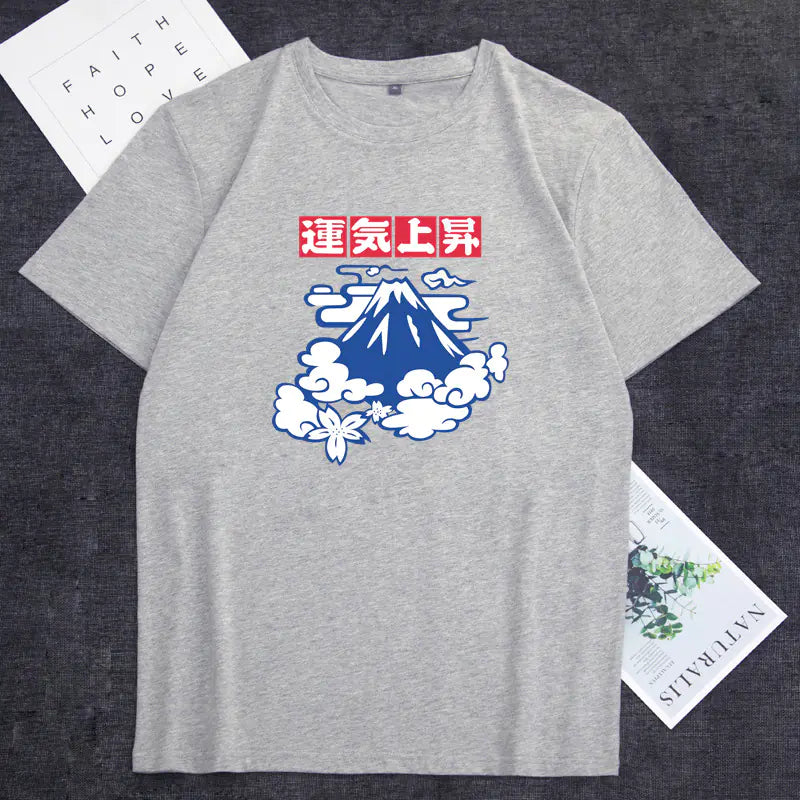 Short Sleeve T-Shirt with Unique Mt Fuji Print